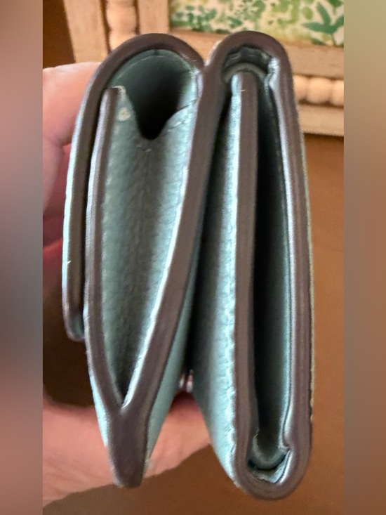 Coach Pebbled Leather Small Wallet in Light Blue - Picture 11 of 14